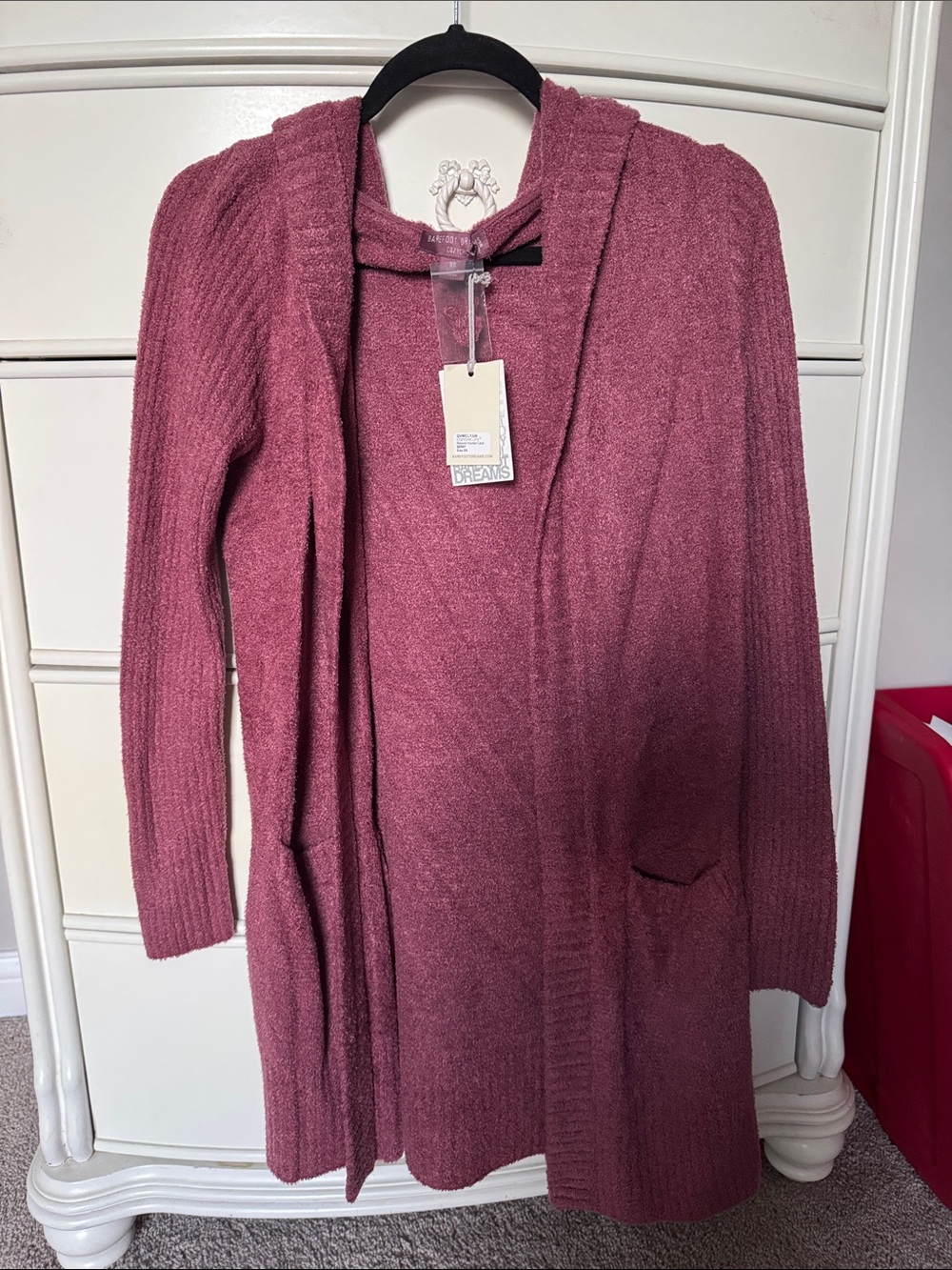 ✴️NWT✴️ Barefoot Dreams Open-Front Hooded Cardigan in Berry